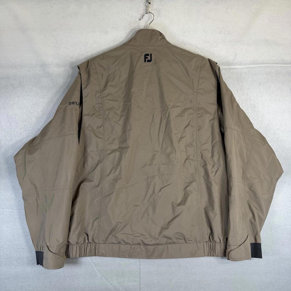FootJoy DryJoys Golf Jacket Mens Large Khaki Full Zip Waterproof Windproof FJ - Picture 3 of 10